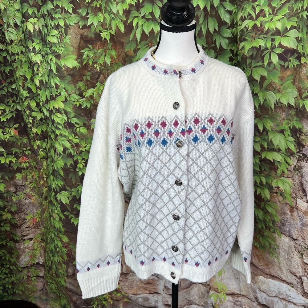 VINTAGE AMANA WOOLEN MILL Nordic Cardigan, 44/XL - Picture 2 of 10